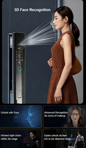 Glomarket Tuya 3D Facial Recognition Smart Lock for Steel/Wood Doors Key Unlock Multi-language Video <b>Intercom</b> System - Product Image 5