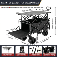 Chariot de camping industriel robuste à grande capacité, pliable, étanche, à quatre roues, en aluminium, pour tout-terrain, OEM
