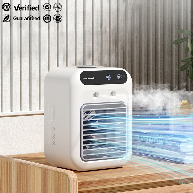 Smart Desk Air Cooler & Humidifier 2-in-1, Ultra-Quiet Bedroom Mode ,USB-Powered Climate Solution for Global Homes