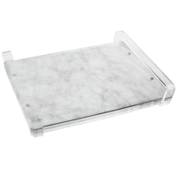 RAY YI Planche à pain personnalisée moderne en Judaïca, planche à challah en acrylique découpée sur mesure, en verre avec lettres hébraïques (argent élégant)