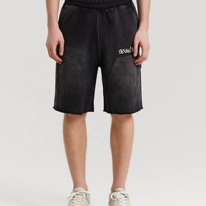 Летняя уличная одежда с логотипом на заказ, спортивные шорты, 100% хлопковые шорты с эластичной талией, французские махровые солнцезащитные шорты со стразами и кислотной стиркой - Product Image 2