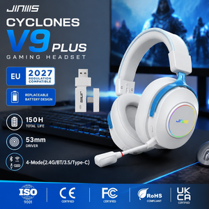 <span class=keywords><strong>Casque</strong></span> <span class=keywords><strong>de</strong></span> jeu JINMS Cyclones V9PLUS à 4 modes, circum-auriculaire, double batterie remplaçable, faible latence, avec micro pour PC Gaming OEM/ODM - Product Image 1
