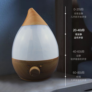 Humidificador ultrasónico con diseño de grano de madera y gotas de agua, 1.3L, difusor de aroma para el hogar y la oficina, funcionamiento silencioso - Product Image 1