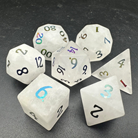 7 pièces DnD TTRPG ensemble de dés de pierres précieuses verre à effet givré ionisé arc-en-ciel clair dés de pierre Quartz givré ensemble de dés de Quartz D & D