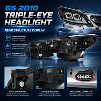Kit de phares modifiés triple optique pour LEXUS 2010 GS300 / GS350 / GS460 V8 / GS450h, hybride, LHD, installation directe plug & play