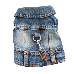 Atacado Cool Blue Denim <span class=keywords><strong>Jacket</strong></span> para Small Medium <span class=keywords><strong>Dogs</strong></span> Confortável Clássico Pet Vestuário Lapel Vest Harness Set para o Verão Primavera - Product Image 2