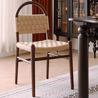 Chaises de salle à manger vintage françaises Vivienne en bois massif, tressées en corde, écologiques, pour la maison, le bureau et le salon