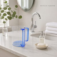 Tasse de lavage Judaica avec poignées dorées-Coupe de Kiddouche Lucite transparente pour le Shabbat juif, la Pâque et la décor