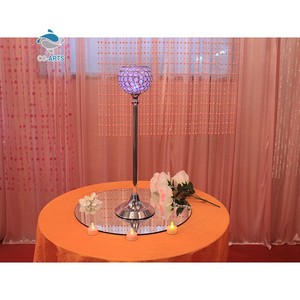 Hot Sale <b>Table</b> Decoration Shining Round <b>Tall</b> Purple Candelabra Crystal - Product Image 1