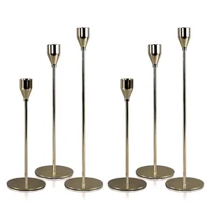 Bruiloft Thuis Decoratieve Gouden Zwart Metaal Vintage Kandelaar Tafel Middelpunt Taper Kaarshouder Voor Bruiloft