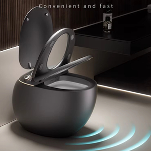 Toilette intelligente automatique à nettoyage automatique de haute qualité, couleur orange gris, siège chauffant intégré, siphon en S, télécommande - Product Image 4