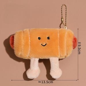 CHENXI Porte-clés en peluche de coton créatif personnalisé, en forme de croissant, de pain roulé ou de beignets au fromage simulés, jouet et breloque - Product Image 6