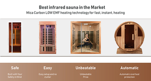 Cabine de sauna infrarouge lointain moderne en bois de pruche pour yoga, sauna sec intérieur, salle de sport à domicile, détox, cabine FIR pour chambre à coucher - Product Image 4
