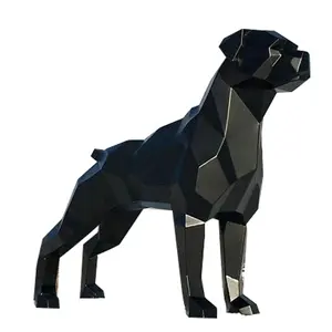 Quyang sợi thủy tinh khía cạnh con chó tượng nhựa động vật điêu khắc tùy chỉnh hàng thủ công