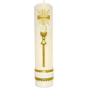 Velas Cilíndricas Religiosas Católicas de Oración para Iglesia, Devocional, Santo Bendito, Regalo Mexicano, Bautizo, Cruz de Jesús, Veladora para Católicos - Product Image 1
