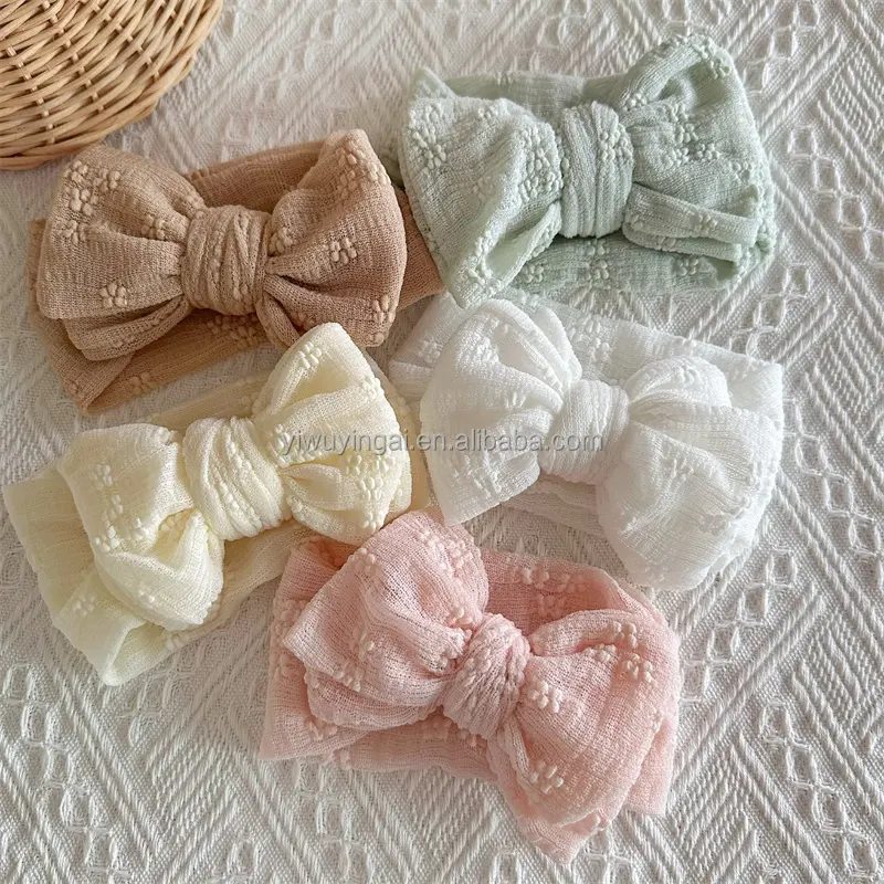 Mùa Hè Cánh Hoa Thiết Kế Độ Đàn Hồi Tuyệt vời Mềm Lớn Bow Trẻ Em Hairband Boutique Bé Tóc Bow