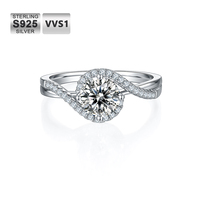 Bagues de fiançailles vintage en argent sterling 925 avec diamants Moissanite couleur D, pureté VVS1, 0,5 ct, 1,0 ct, 1,5 ct, pour femmes, vente en gros