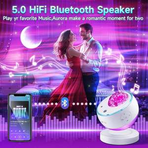 Romantique Aurora Galaxy Musique Projecteur Veilleuse 16 Couleurs Aurores Boréales Pleine Lune Saturne Blanc Bruit Atmosphère Lampe - Product Image 4