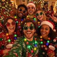 Collier de Noël LED lumineux avec 9 ampoules géantes à 9 LED, 3 modes d'éclairage, à piles, pour fête des pulls moches, défilé de Noël et déguisement lumineux