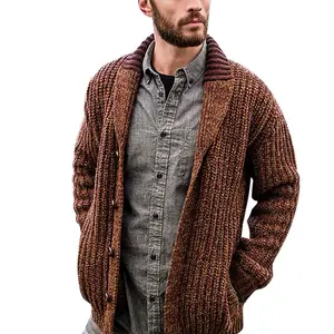 החדש 2021 סתיו/חורף אופנה מקרית מוצק צבע קרדיגן הסווטשרט ארוך שרוול מעיל סוודר גברים של מעיל