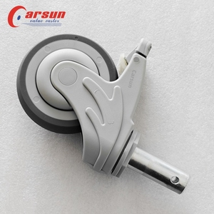 Hospital Equipamentos Médicos Rodízio Rodas 100mm Giratória e Rígida Bloqueio Central com Aço e Borracha Grip Anel Stem Rodízios - Product Image 6