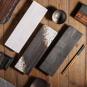 Ingrosso 12.5 pollici piatto rettangolare in <span class=keywords><strong>ceramica</strong></span> stile retrò hotel <span class=keywords><strong>servizio</strong></span> 50 pz Sushi Sashimi piatto piatto piatto a strisce lunghe - Product Image 4