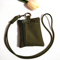 Cadeau promotionnel : Porte-cartes tour de cou en toile avec fermeture éclair et pochette pour pièces de monnaie, en stock, personnalisable OEM pour cadeaux d'entreprise, vente en gros