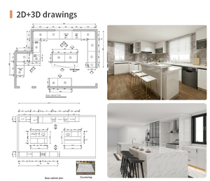 Armoires de cuisine modulaires modernes personnalisées <span class=keywords><strong>George</strong></span> avec finition en chêne stratifié MDF en bois massif, comptoir en marbre et robinet - Product Image 4