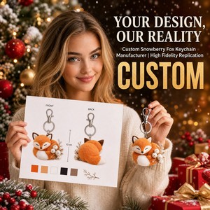 Porte-clés en peluche personnalisé <span class=keywords><strong>Renard</strong></span> des neiges, jouet doux saisonnier, service de personnalisation, emballage vierge, OEM ODM, cadeaux promotionnels de Noël - Product Image 1