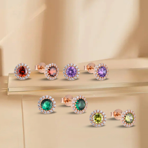 ต่างหูเงินแท้ 925 ชุบทองคำสีกุหลาบ ประดับ<span class=keywords><strong>เพชร</strong></span>คิวบิกเซอร์โคเนียหลากสี ดีไซน์วงแหวน สำหรับผู้หญิง ขายส่ง - Product Image 2