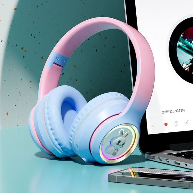 LED Gaming Headset Bluetooth 5.3 Wireless Over Ear Headphones Space Capsule Design with Mic TF Card Slot