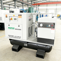 Compresseur d'air industriel à vis portable monophasé 220V 7.5kw 11kw 15kw silencieux 10HP avec sécheur réservoir 600L 1000L