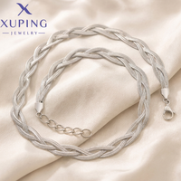 Collier en corde tressée argentée Xuping Jewelry en gros, chaîne torsadée avec fermoir mousqueton pour cadeau, fête, mariage
