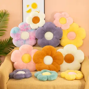Low Price Good Quality Wholesale Custom Fluffy Colorful Plush Flower Shape Cushion Pillows