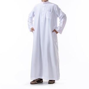 Thobe Tradizionale da Uomo, Abbigliamento Islamico, Veste Araba Jubba con Colletto Alto, Maniche Lunghe, Tessuto Setoso, Vendita all'Ingrosso - Product Image 3