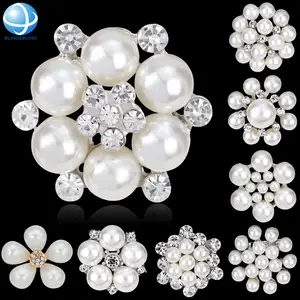 Vergoldete Zink legierung Perle Juwelen Strass Schal Clip Brosche für Hochzeits einladungen