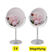 Magnifying Vanity Mirror Adjustable 360° Swivel Standing Design Double Sided Chrome Frame for Detailed Skincare Routine