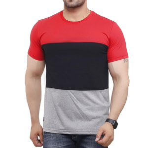 T-shirt pour homme en tricot slub respirant, color block, surface texturée, tissage naturel, empiècements contrastants, coupe décontractée, streetwear d'été - Product Image 4