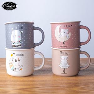 Mug en céramique personnalisé avec chat et chien mignons, cadeau de dessin animé, vente en gros d'animaux de compagnie, mug à thé et à café en émail pour <span class=keywords><strong>enfants</strong></span> - Product Image 4