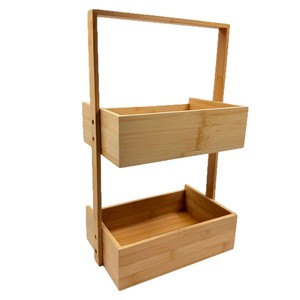 Bamboo Double Layer Storage Box Rectangular <b>Standing</b> Type For Kitchen Countertop <b>Vegetable</b> Fruit And Living Room Snack Storage - Product Image 1