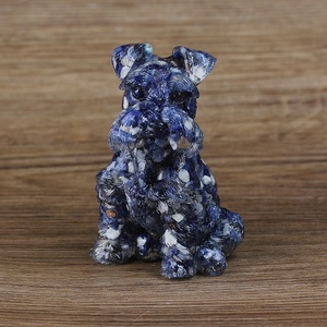 Nieuwe Stijl Natuurlijke Kristal Genezende Energie Amethist Steen Schnauzer Puppy-Vormige Epoxyhars Kristallen Chips Ambachten Mascotte Voor Dec - Product Image 3