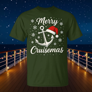 Maglietta natalizia Merry Cruisemas con design dell'ancora e del cappello di Babbo Natale, regalo per gli amanti delle crociere - Product Image 2