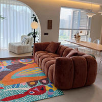 Canapé droit sans cadre en mousse compressée, style citrouille, 220 cm, couleur crème, pour petit appartement, salon, fauteuil lounge