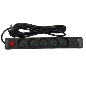 French Type 5 Outlets Extension Cable 3M Pure Copper 3G1.0mm2 IP20 USB <strong>2</strong>.4A Type-C <strong>Sockets</strong> Industrial Application Plastic - Product Image 4