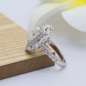 Paston 맞춤 스털링 실버 925 반지 3ct 7x9mm 빛나는 Moissanite 다이아몬드 약혼 반지 GRA 인증서 - Product Image 2