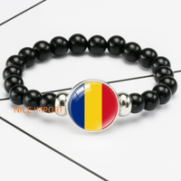 Bracelet perlé élastique noir drapeau roumain le plus vendu, accessoires patriotiques pour les mains, bracelet tendance pour hommes et femmes