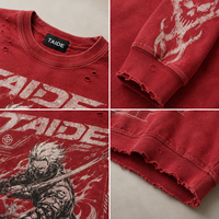 Sweat-shirt à col rond TaiDe personnalisé, imprimé, 400 GSM, délavé à l'acide, effet vieilli, coupe ample et oversize, fabricant de vêtements OEM ODM