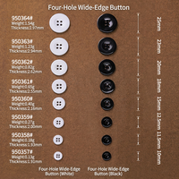 Kancing Resin Putih Hitam 4 Lubang Bulat untuk Kemeja Jas Celana