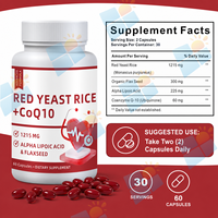 Capsules de CoQ10 et de levure de riz rouge 1215mg avec acide alpha-lipoïque et graines de lin – Formule personnalisée – Fournisseur d'usine de compléments alimentaires sous marque privée