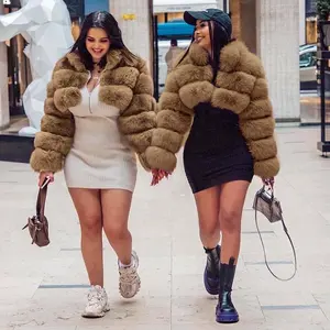 RHG Fashion Luxury Long Sleeve Fluffy Short Fur Coat Winter Short Fox Fur Jacket Thick Warm Snow Women Fur Coats